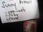 Photo avec écrit : 'Sunny Ripert, open-web, ruby, roux'